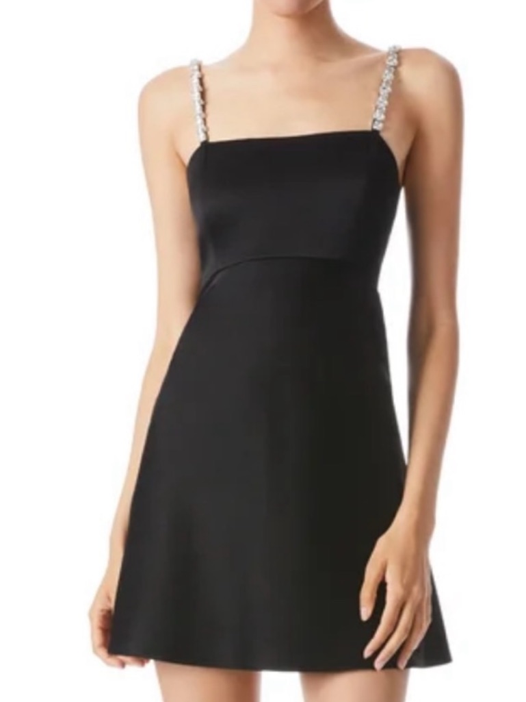 Black Sleeveless Mini Dress With Embellished Straps Alice And Olivia - Size 14